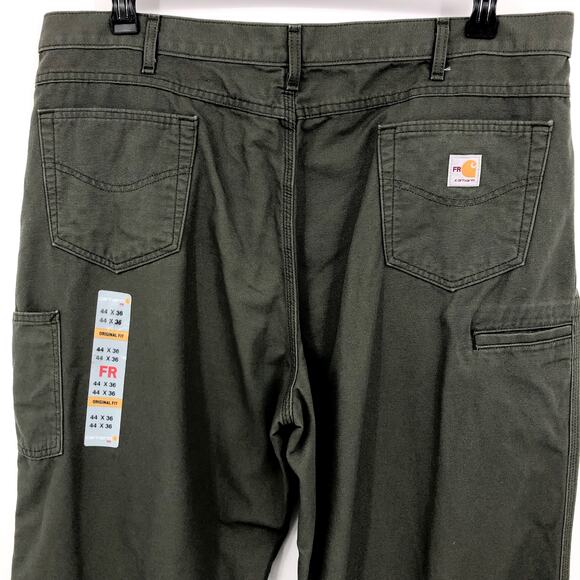 CARHARTT Mens Flame-Resistant Canvas Pants 44x36 Green Loose Fit Midweight  NWT - Picture 8 of 12